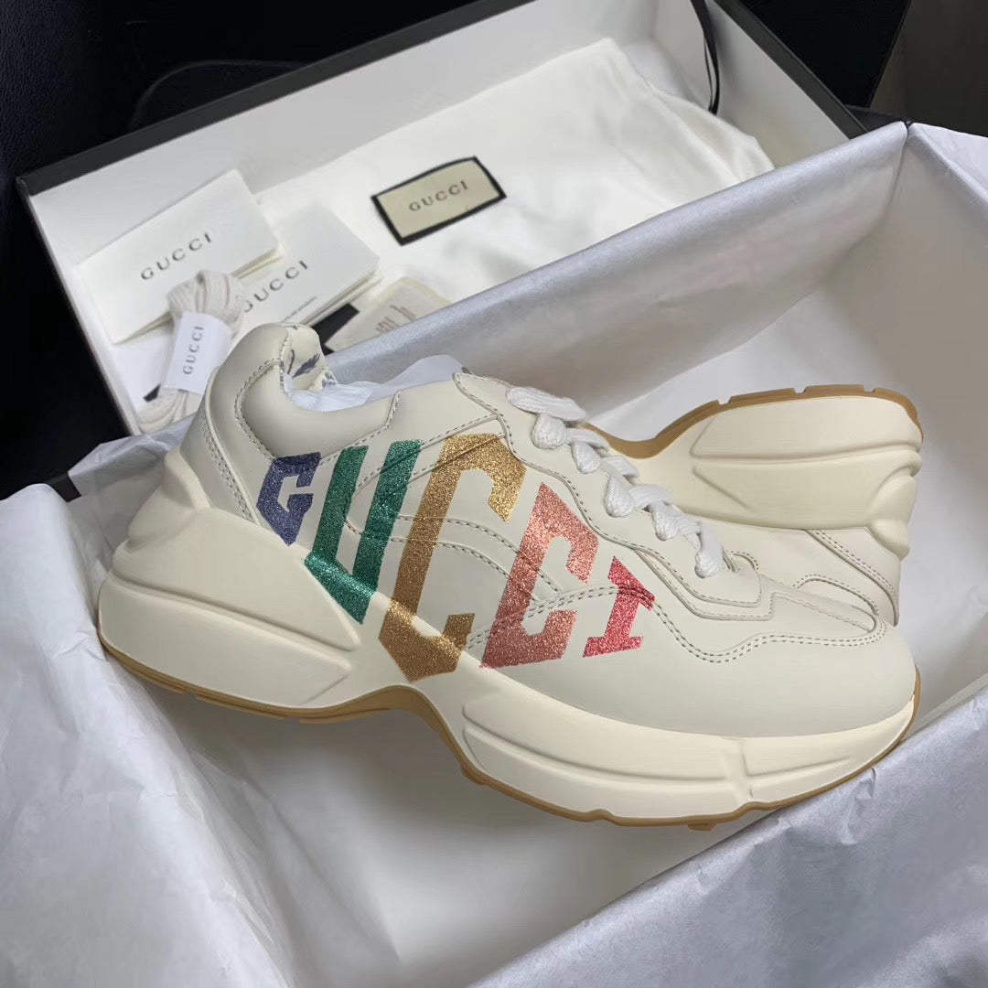Cream Leather Graphic Chunky - Women's