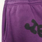 Purple Cotton Tonal Text Joggers - Men's