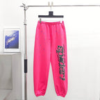 Pink Cotton Graphic Joggers - Men's