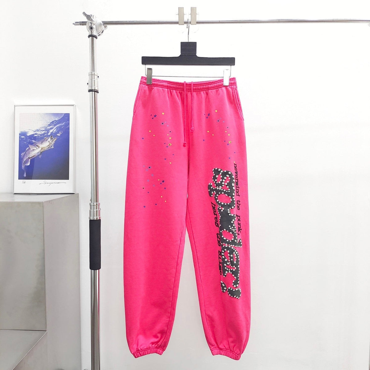 Pink Cotton Graphic Joggers - Men's