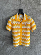 Yellow Knit Chevron Short-Sleeve - Men's