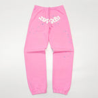 Pink Cotton Arch Text Joggers - Men's