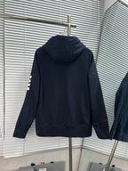 4-Bar Zip Black Hoodie - Men's
