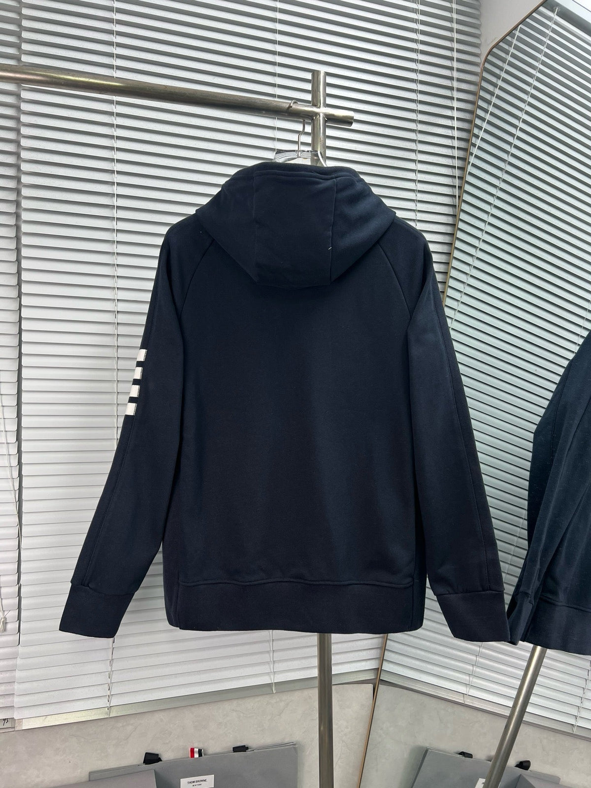 4-Bar Zip Black Hoodie - Men's
