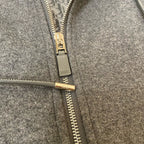 Grey Cotton Plain Zip-Through - Men's