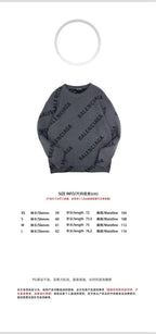 Grey Jacquard Text Print Crewneck - Men's