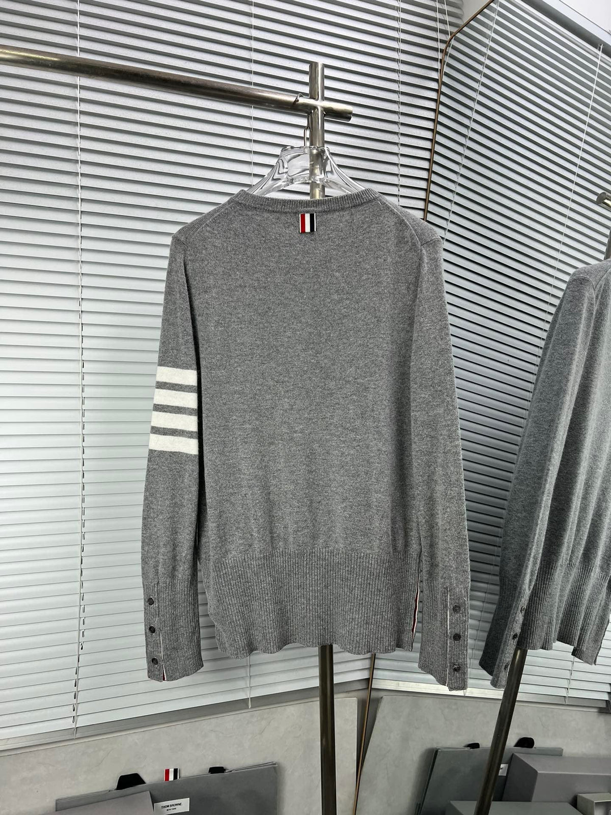 4-Bar Crewneck Navy Knit - Men's