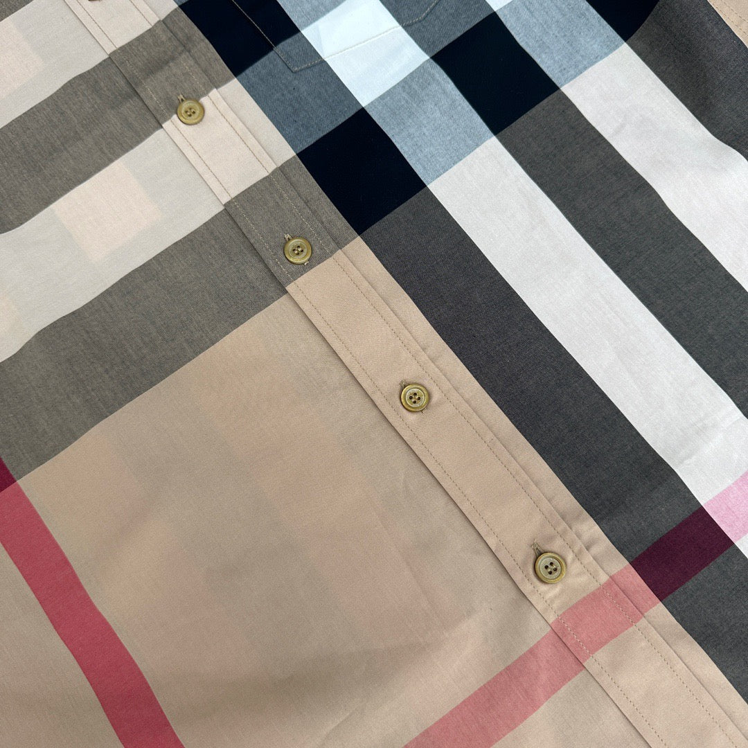 Beige Cotton Exploded Check Long-Sleeve - Men's