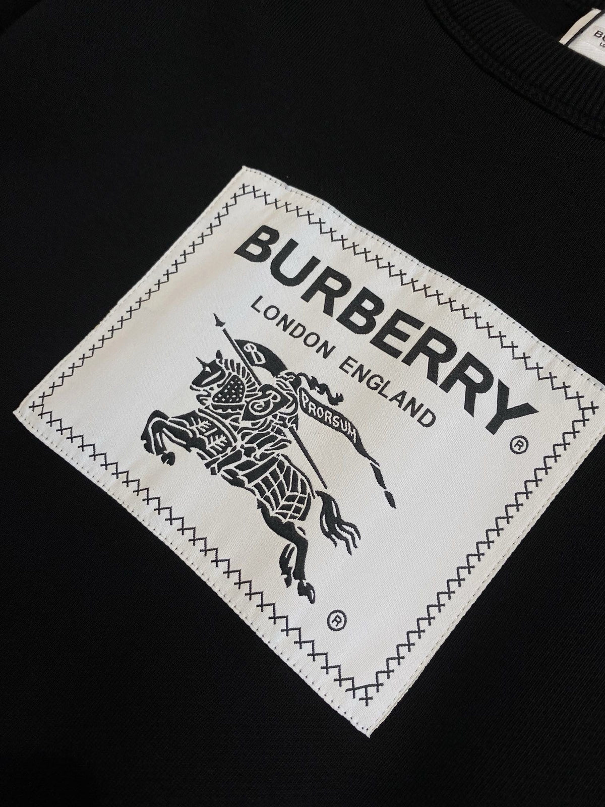 Black Cotton Plain Crewneck - Men's