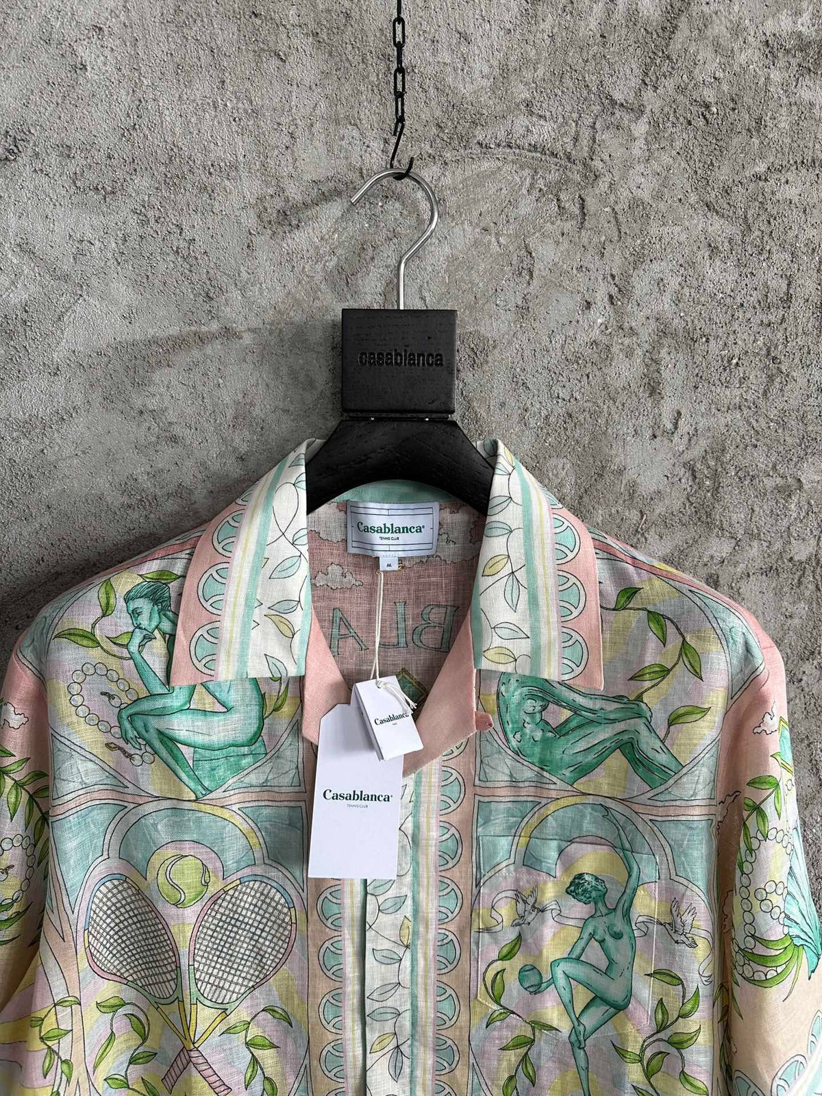 Cream Scenic Print Silk Shirt - Men's