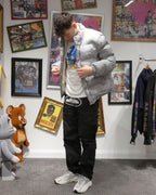 Black and Grey Puffer Jacket - Men's
