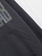 Black Cotton Tonal Text Pullover - Men's
