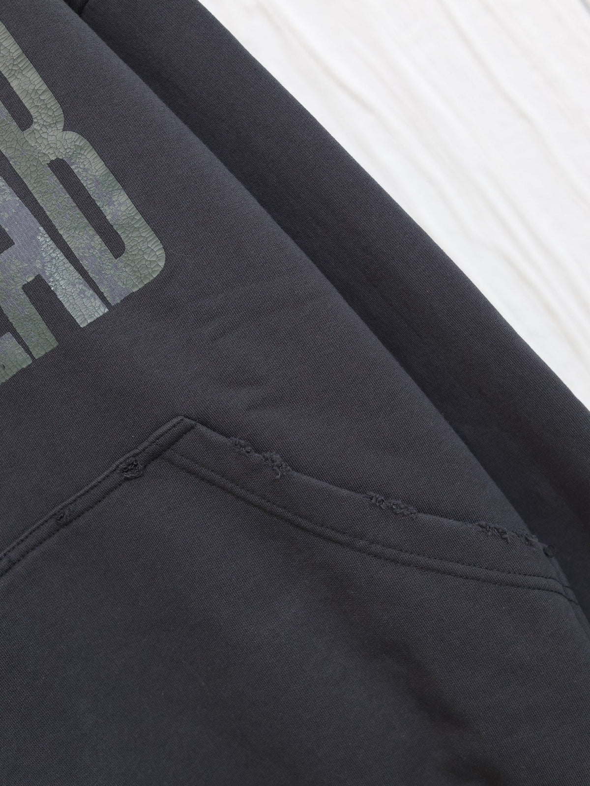 Black Cotton Tonal Text Pullover - Men's