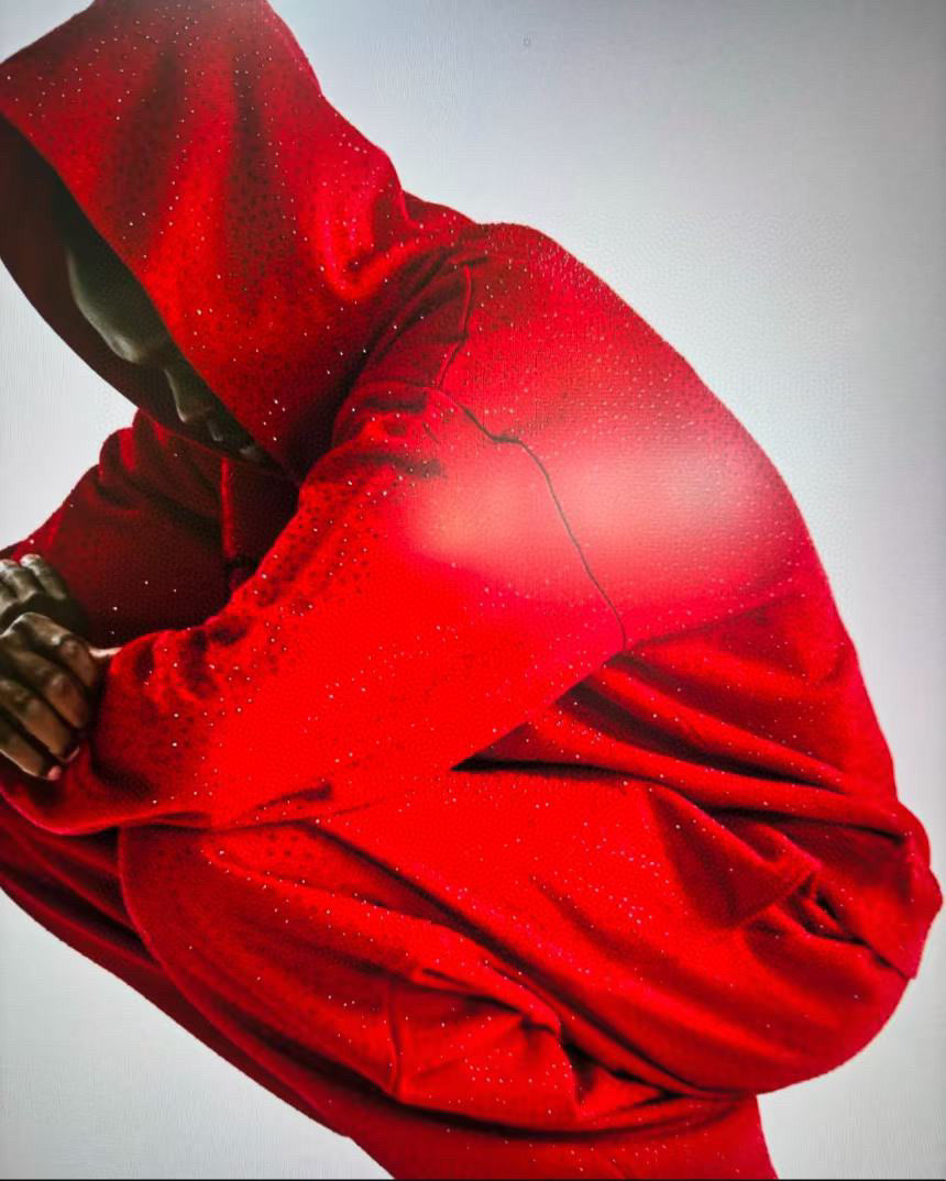 Red Cotton Graphic Pullover - Men's