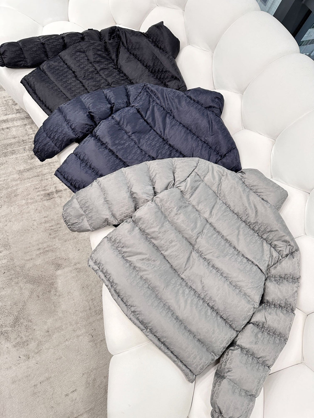 Navy Blue and Black Puffer Jacket - Men's