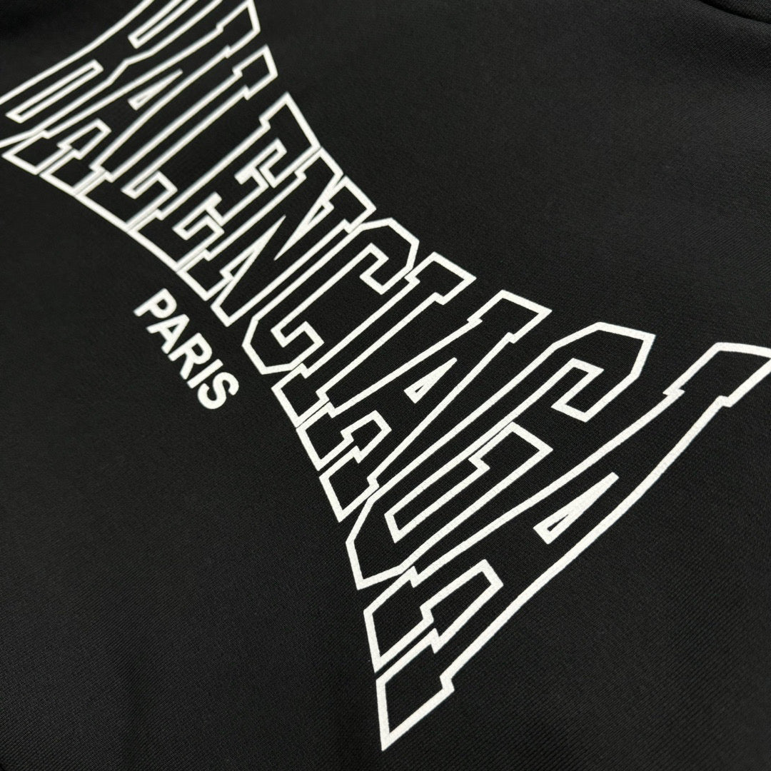 Black Cotton Logo Print Pullover - Men's