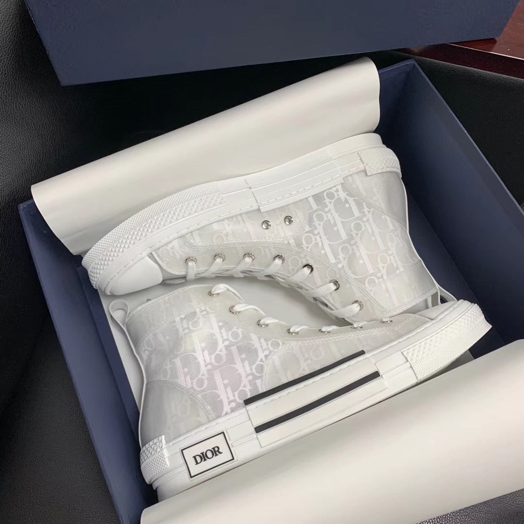 B23 High-Top White Oblique Sneakers