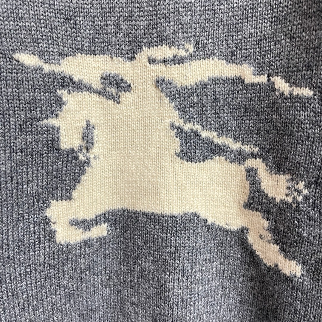 Black Wool Intarsia Crewneck - Men's