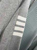 4-Bar Zip Black Hoodie - Men's