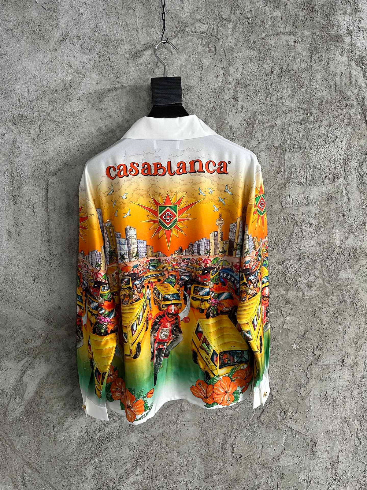Tropical Scene Print Silk Shirt - Men's