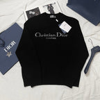 Black Wool Text Logo Crewneck - Men's