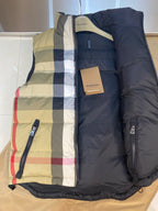 Beige Nylon Check Gilet - Men's