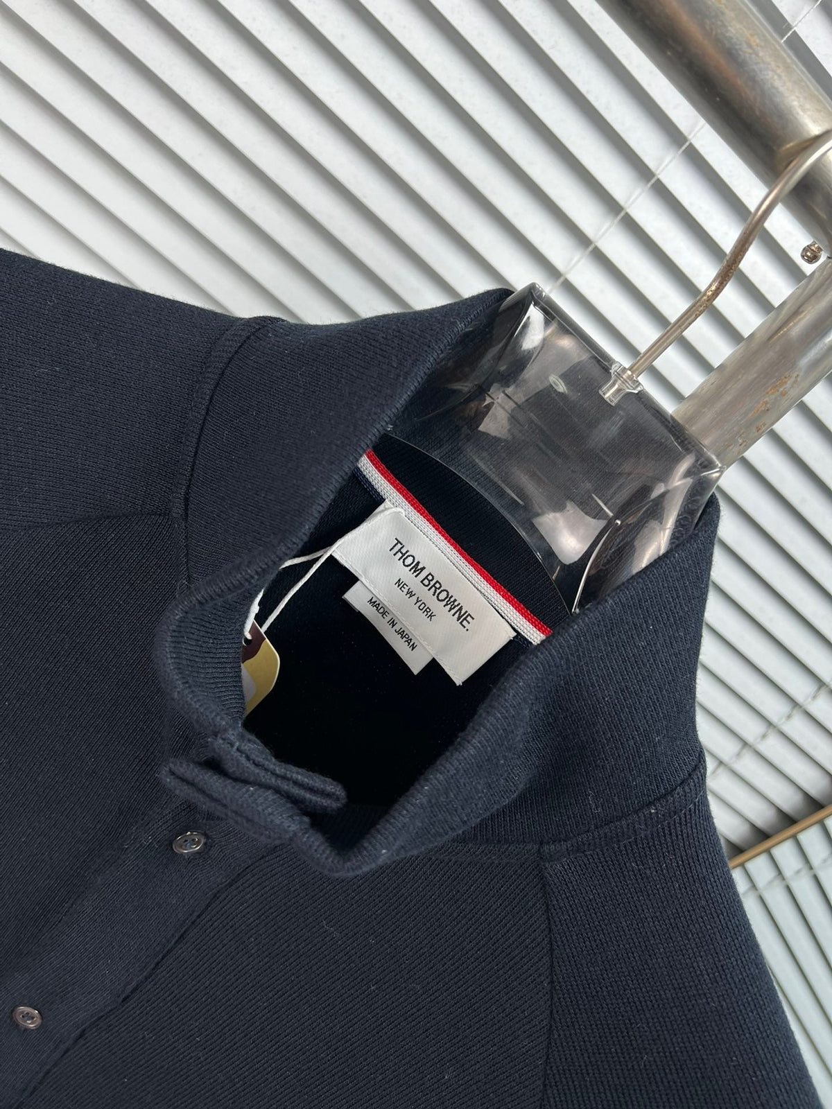 Navy Wool Four-Bar Zip-Through - Men's