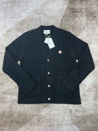 Navy Wool Cable Cardigan - Men's