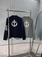 Navy Wool Four-Bar Cardigan - Men's