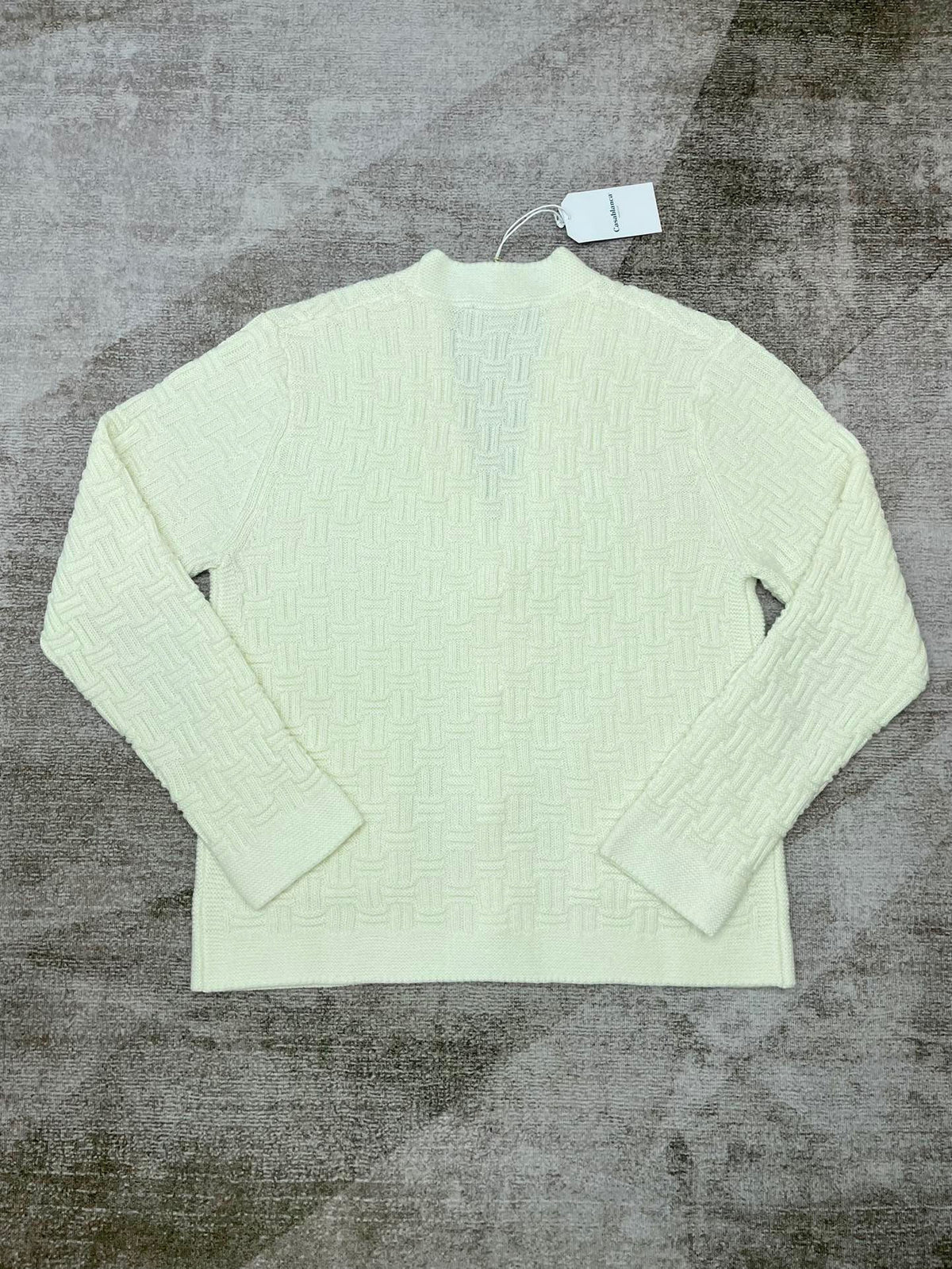 Navy Wool Cable Cardigan - Men's