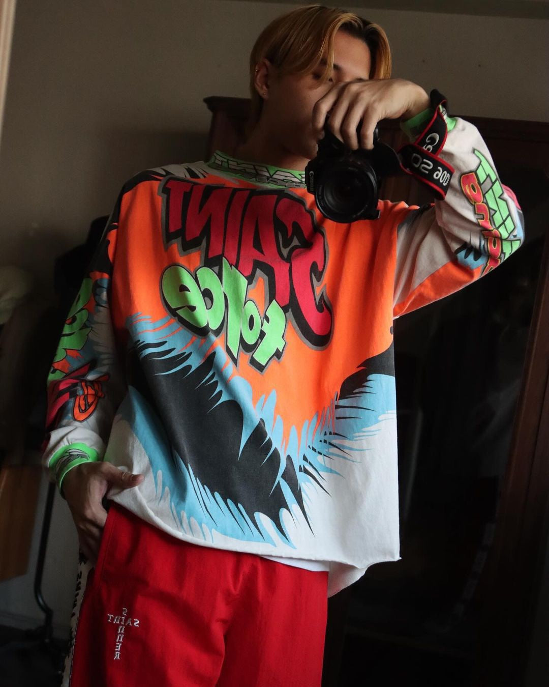 Cream Wool Graphic Crewneck - Men's