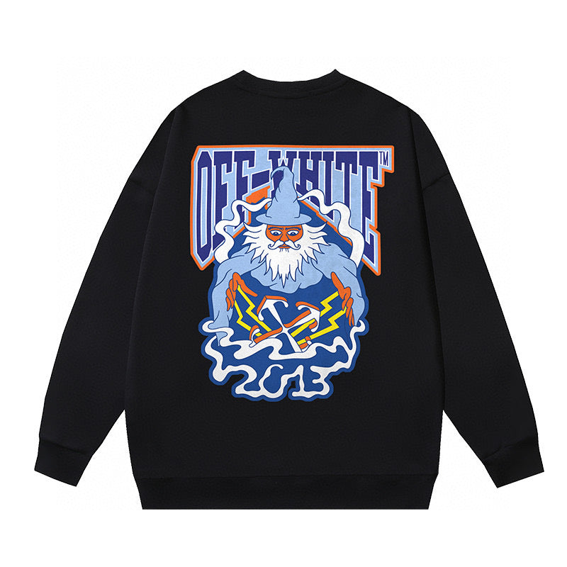 Black Cotton Patch Crewneck - Men's