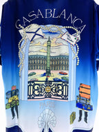 Blue Gradient Peacock Silk Shirt - Men's