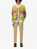 Tropical Scene Print Silk Shirt - Men's