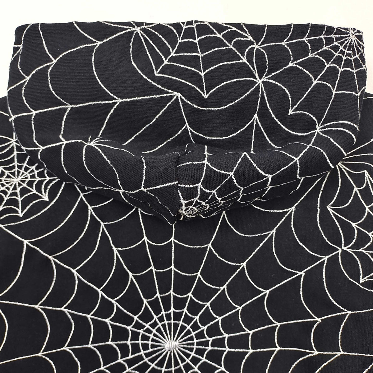 Black Cotton Web Print Pullover - Men's
