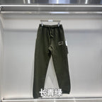 Olive Cotton Text Print Joggers - Men's
