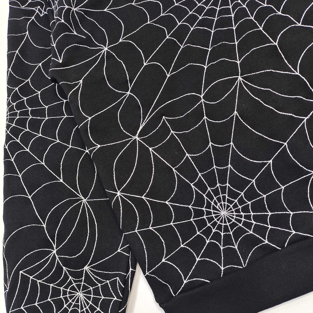 Black Cotton Web Print Pullover - Men's