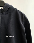 Black Cotton Logo Half-Zip - Men's