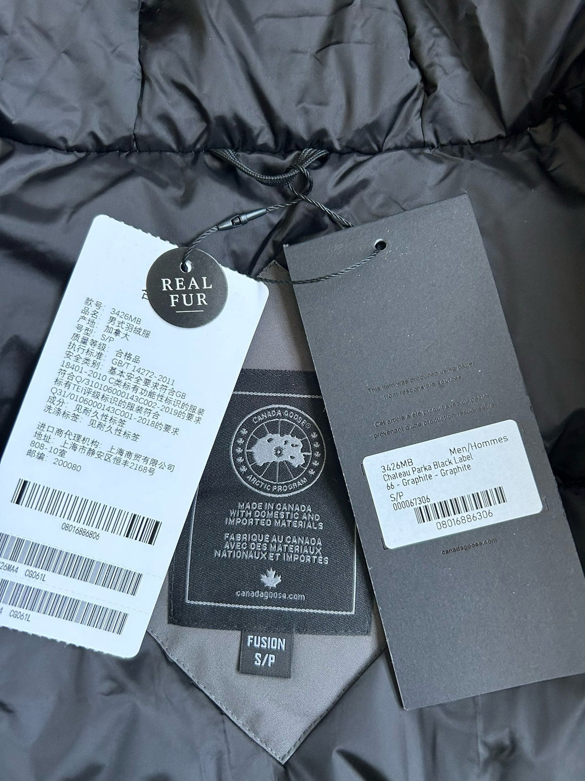 Black and Grey Parka - Men's