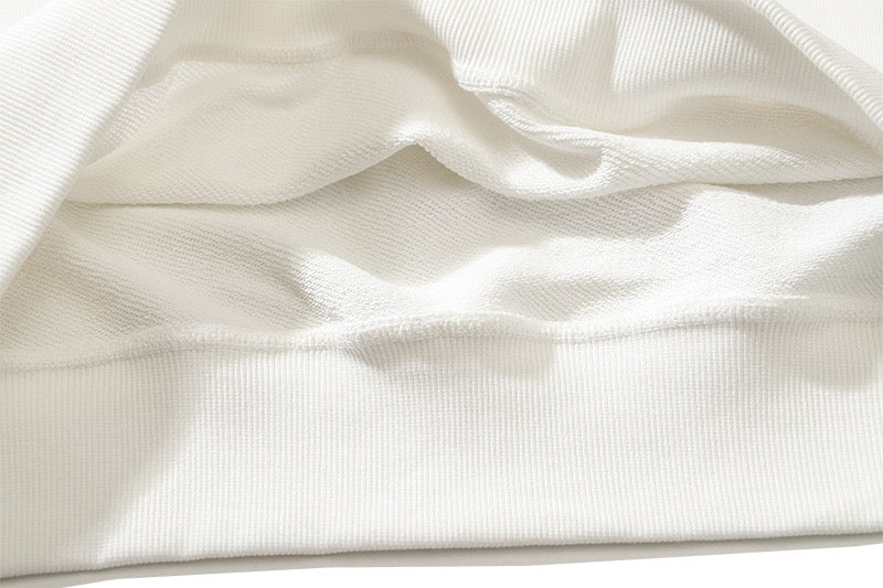 Cream Cotton Small Text Crewneck - Men's
