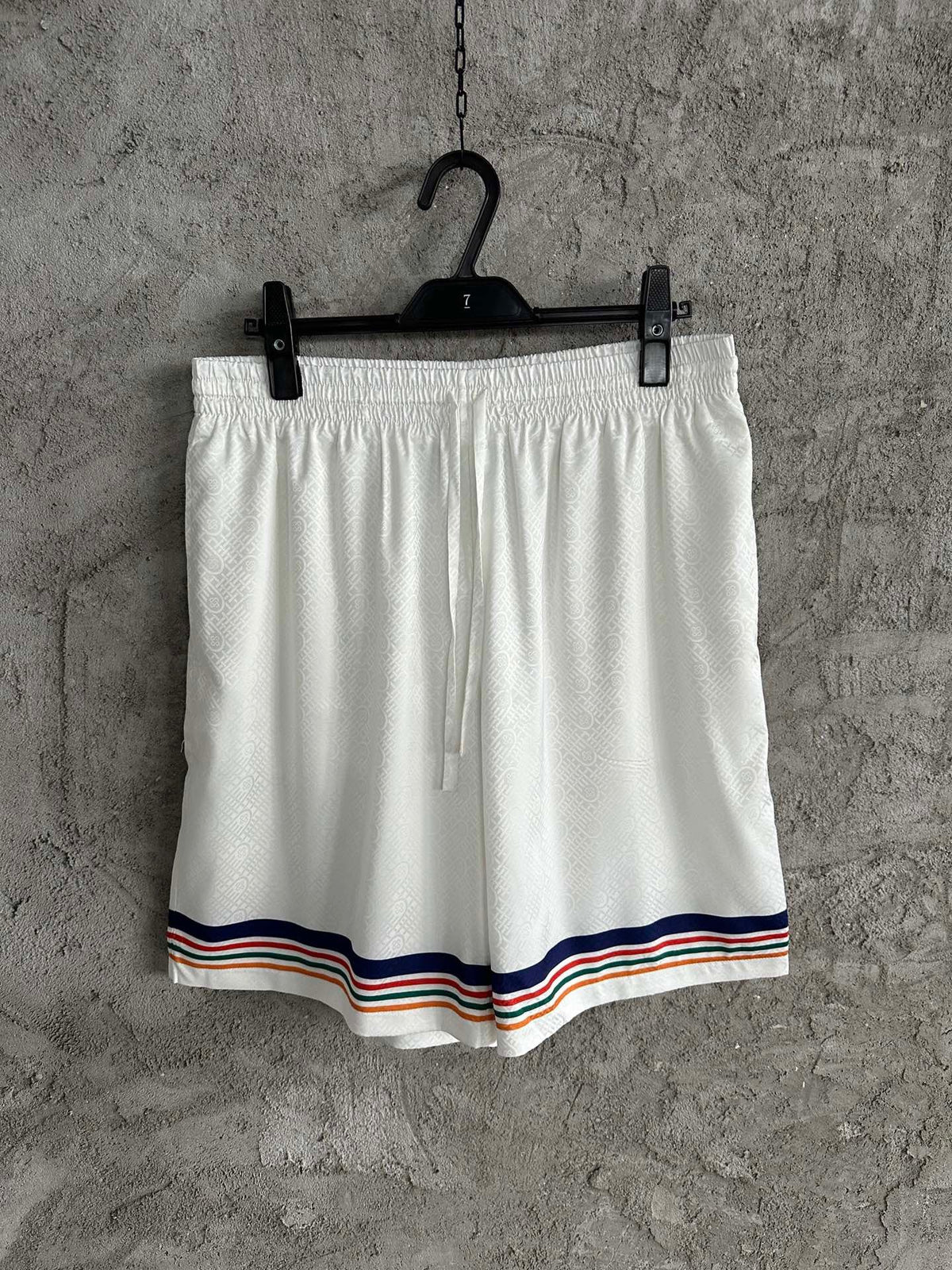 Striped Hem Silk Shorts - Men's