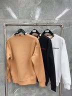 White Cotton Contrast Collar Crewneck - Men's