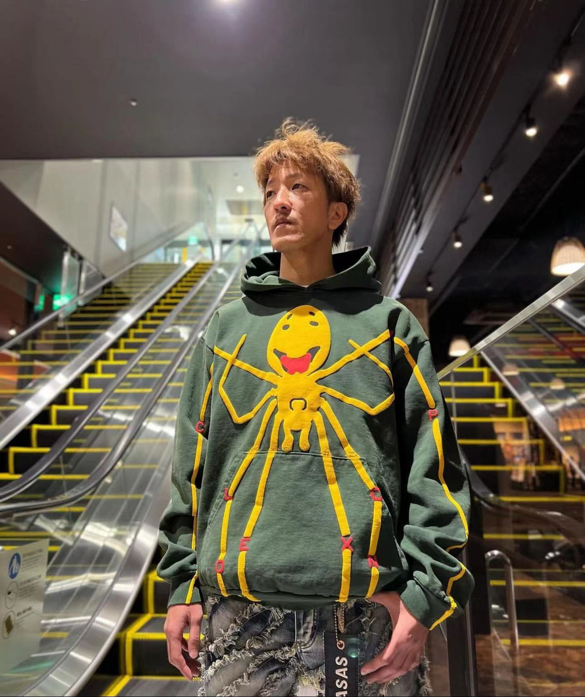Green Cotton Graphic Pullover - Men's