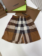 Brown Cotton Check Drawstring - Men's