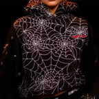 Black Cotton Web Print Pullover - Men's