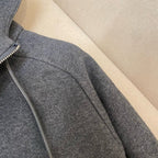 Grey Cotton Plain Zip-Through - Men's
