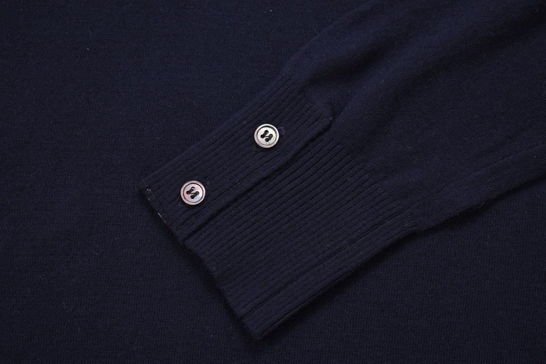 Grey Wool Four-Bar Crewneck - Men's