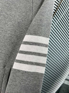 Navy Wool Four-Bar Zip-Through - Men's