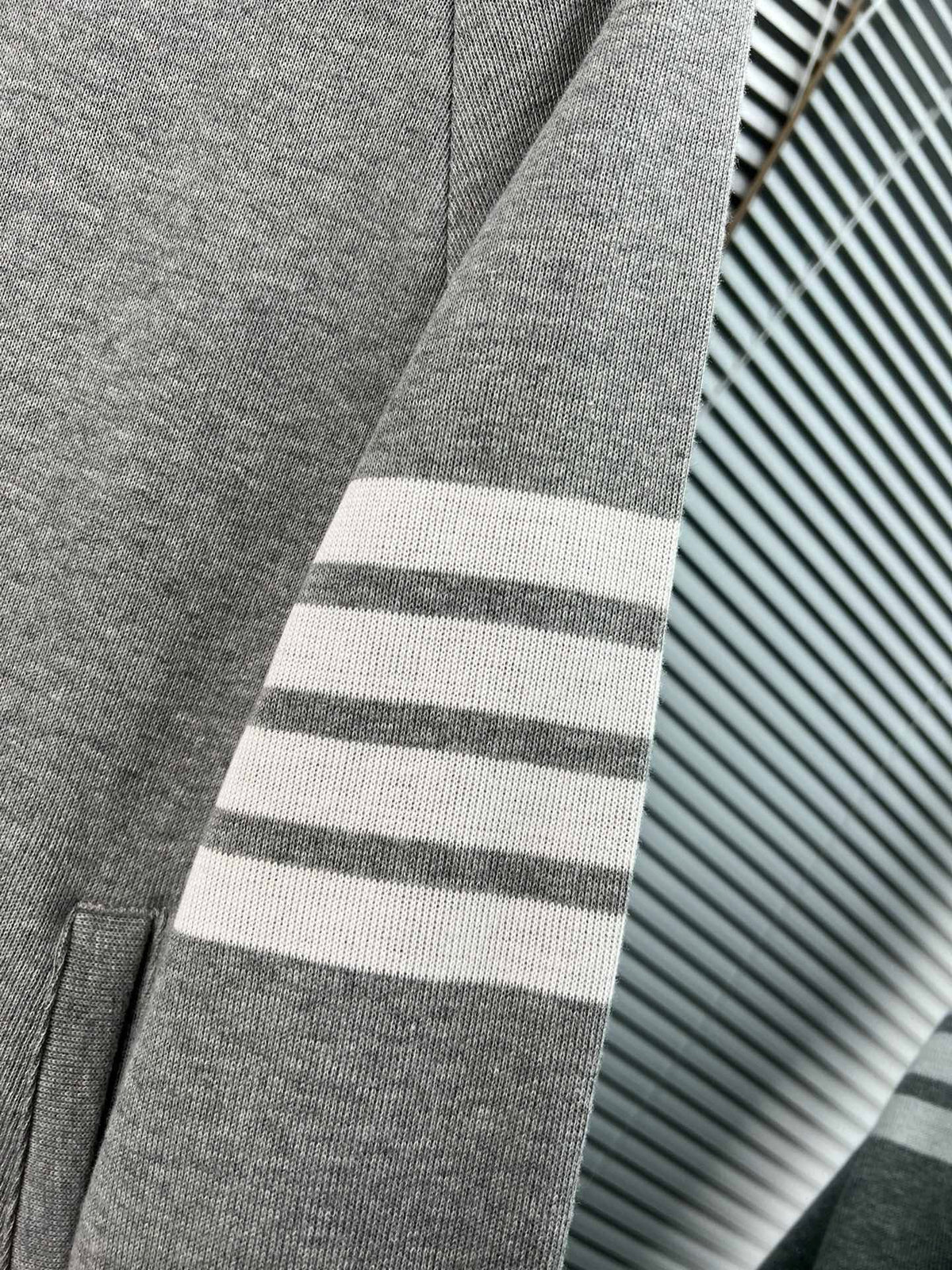 Navy Wool Four-Bar Zip-Through - Men's