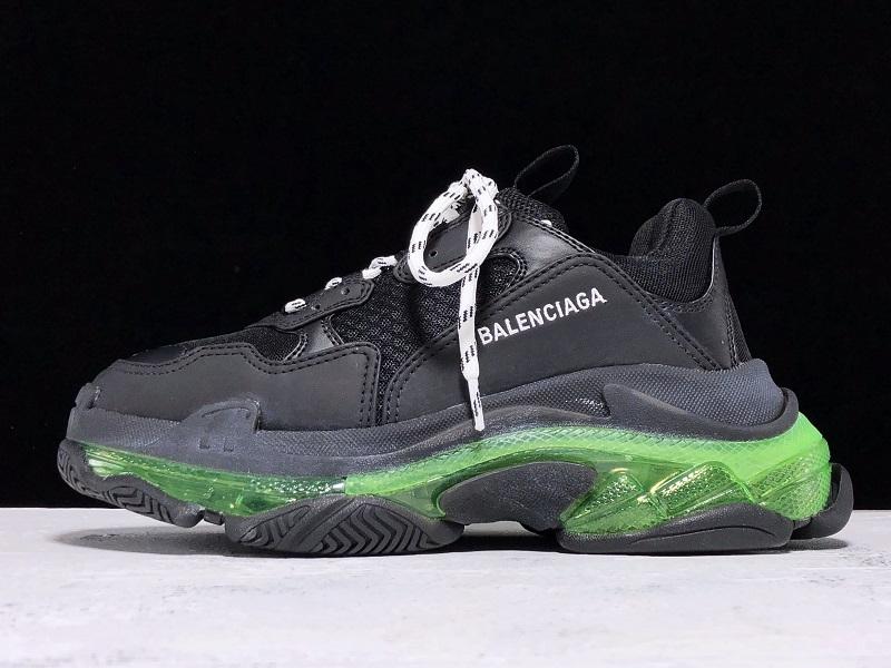 Triple S Black and Green Sneakers